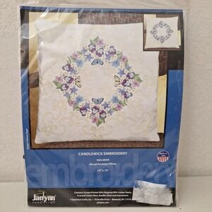 Vtg Janlynn Candlewicking Embroidery‎ Wildflowers Butterflies Floral Fantasy USA